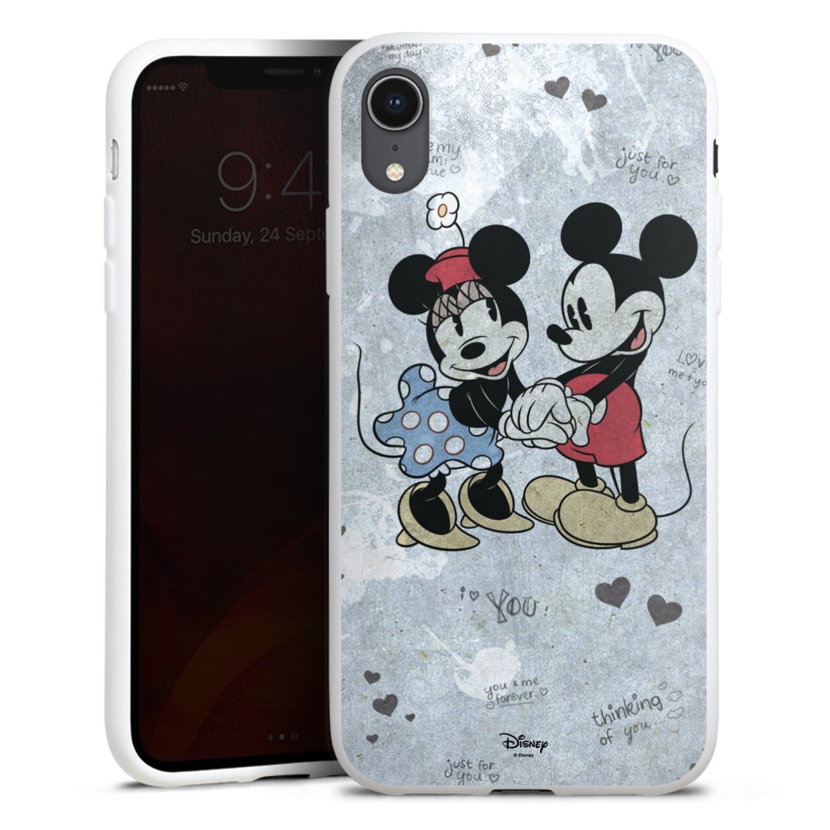 iPhone Xr Handy Silikon Hülle Case weiß Handyhülle Mickey & Minnie Mouse Vintage Disney Silikon Case