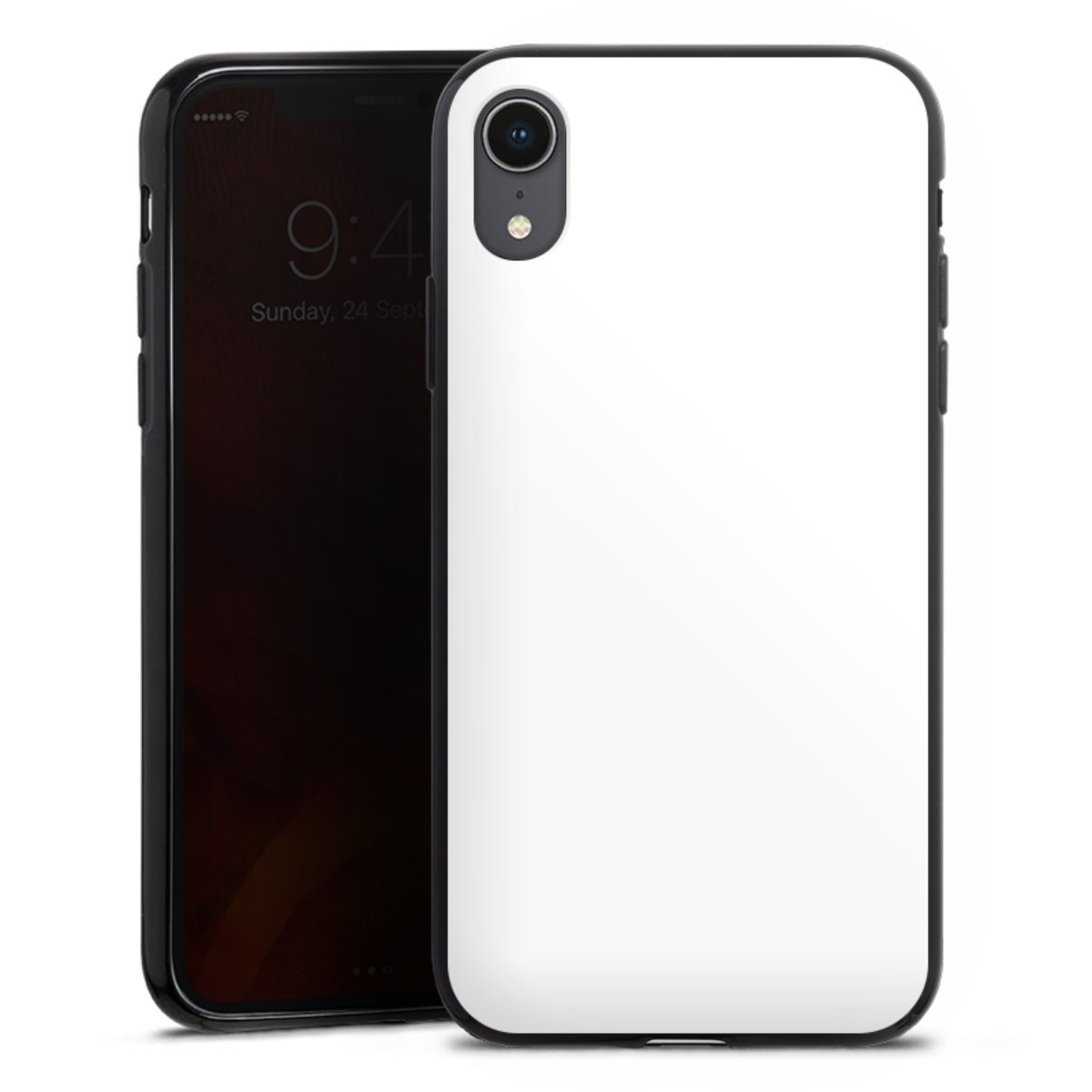 iPhone Xr Handy Silikon Hülle Case schwarz Handyhülle Unicoloured Colour White