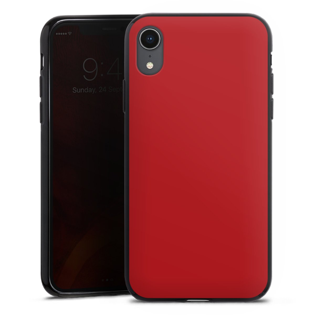 iPhone Xr Handy Silikon Hülle Case schwarz Handyhülle Colour Unicoloured Red