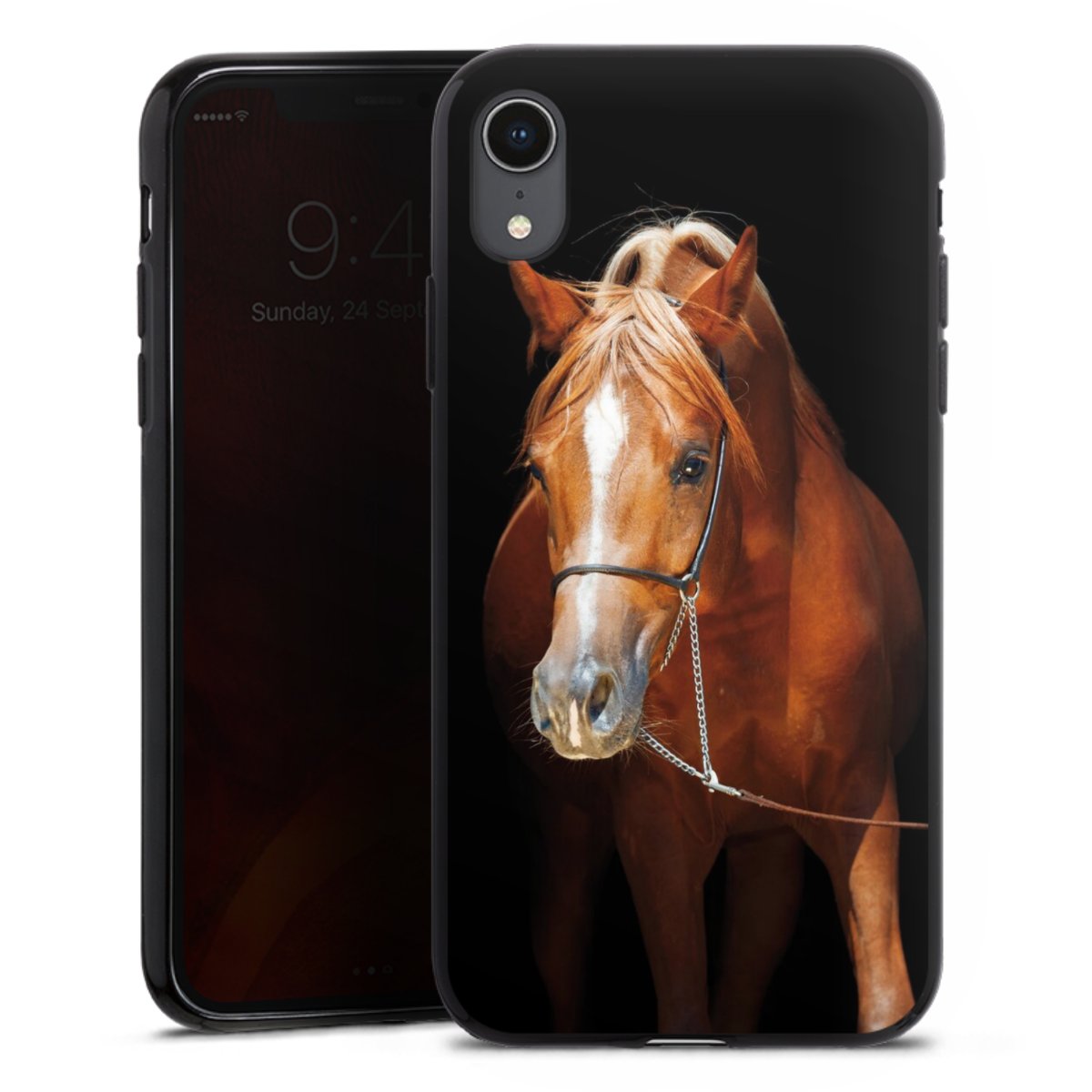 iPhone Xr Handy Silikon Hülle Case schwarz Handyhülle Mare Horse Hobby