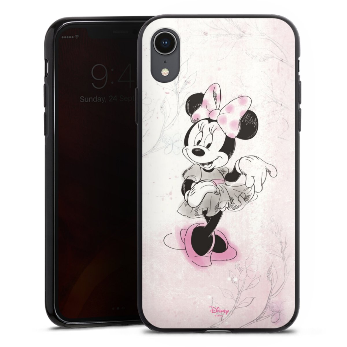 iPhone Xr Handy Silikon Hülle Case schwarz Handyhülle Disney Minnie Mouse Vintage