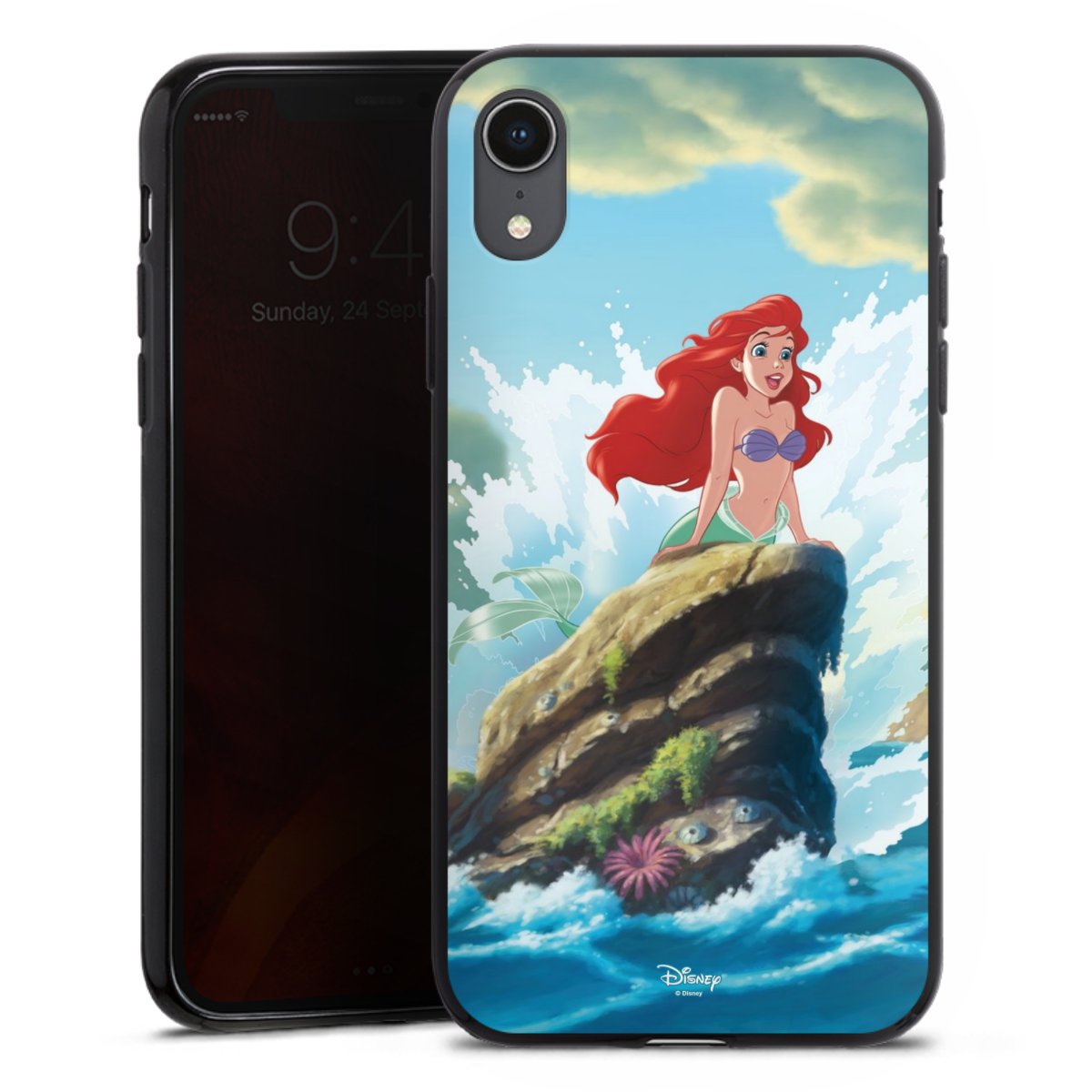 iPhone Xr Handy Silikon Hülle Case schwarz Handyhülle Mermaid Arielle Die Meerjungfrau Official Licensed Product