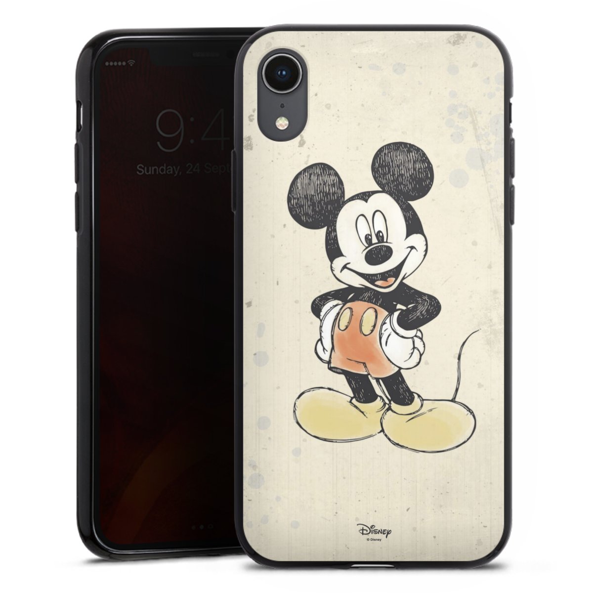 iPhone Xr Handy Silikon Hülle Case schwarz Handyhülle Water Colour Mickey & Minnie Mouse Official Licensed Product