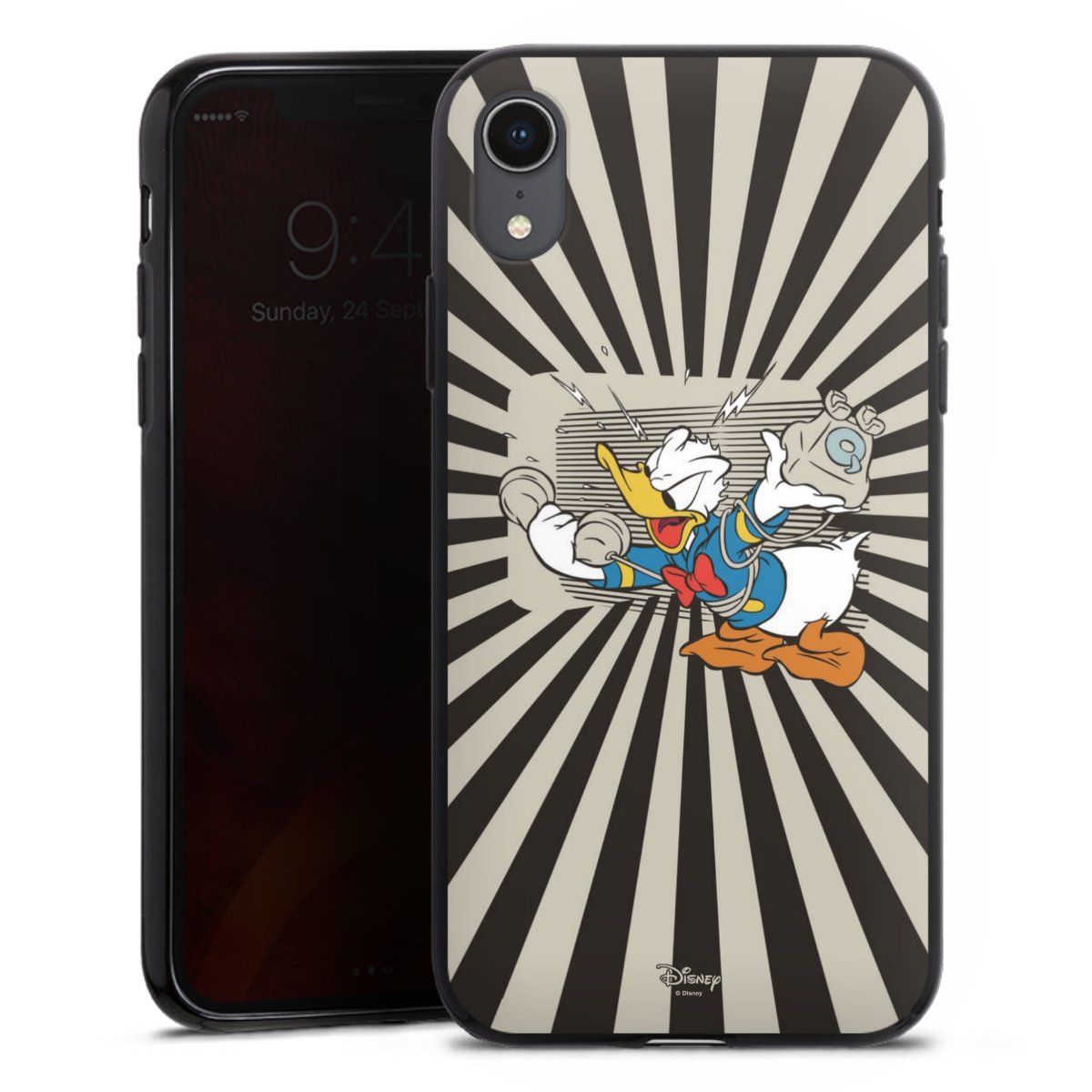 iPhone Xr Handy Silikon Hülle Case schwarz Handyhülle Donald Duck Disney Official Licensed Product