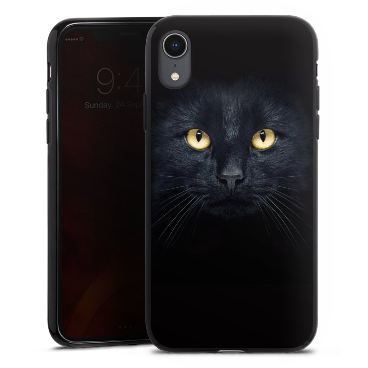 iPhone Xr Handy Silikon Hülle Case schwarz Handyhülle Eye Cat Black