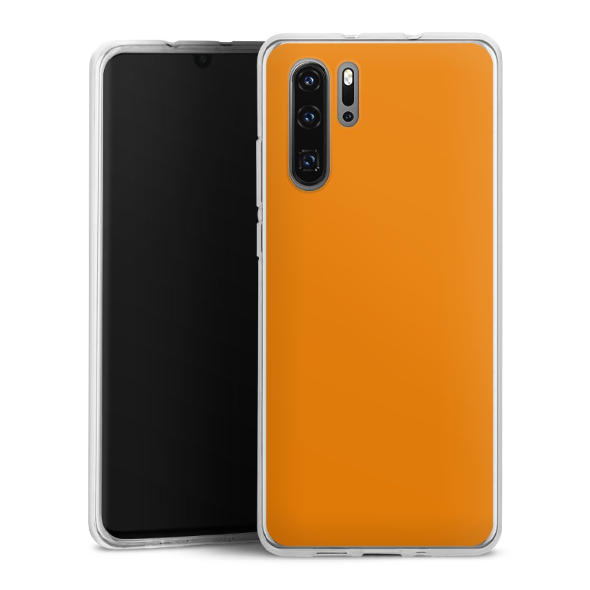 Huawei P30 Pro Handy Silikon Hülle Case transparent Handyhülle Unicoloured Colour Orange Silikon Case