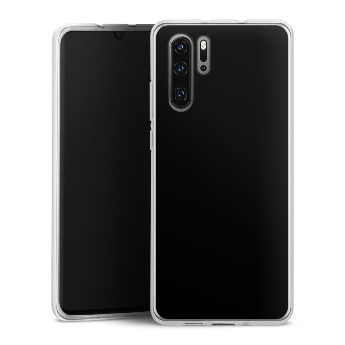 Huawei P30 Pro Handy Silikon Hülle Case transparent Handyhülle Black Colour Unicoloured Silikon Case