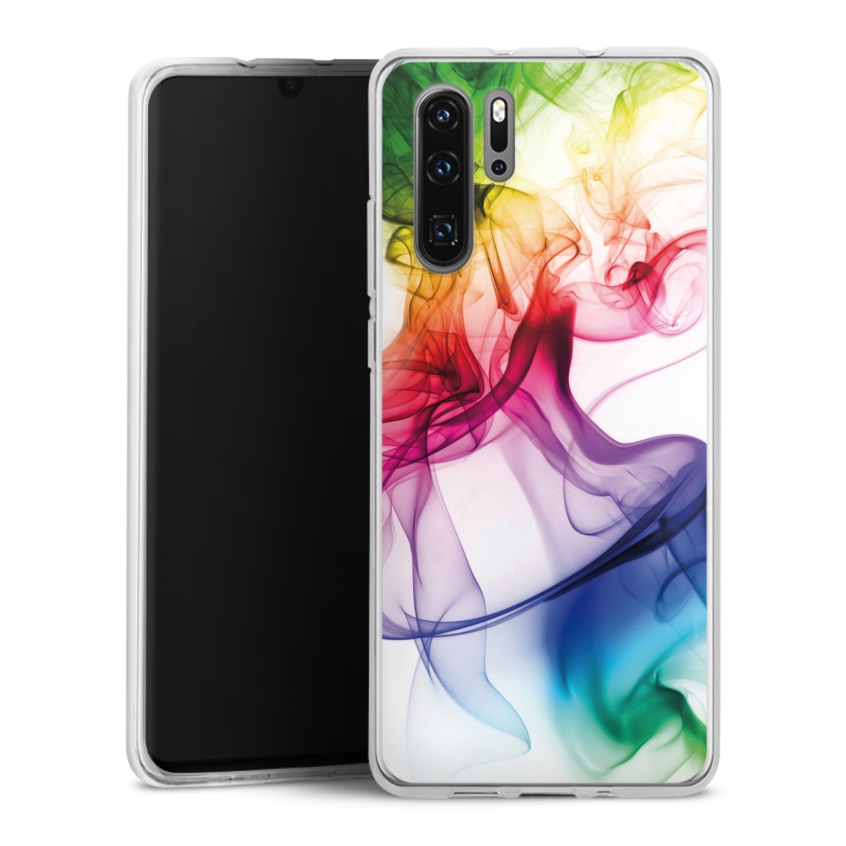 Huawei P30 Pro Handy Silikon Hülle Case transparent Handyhülle Water Colour Rainbow Silikon Case