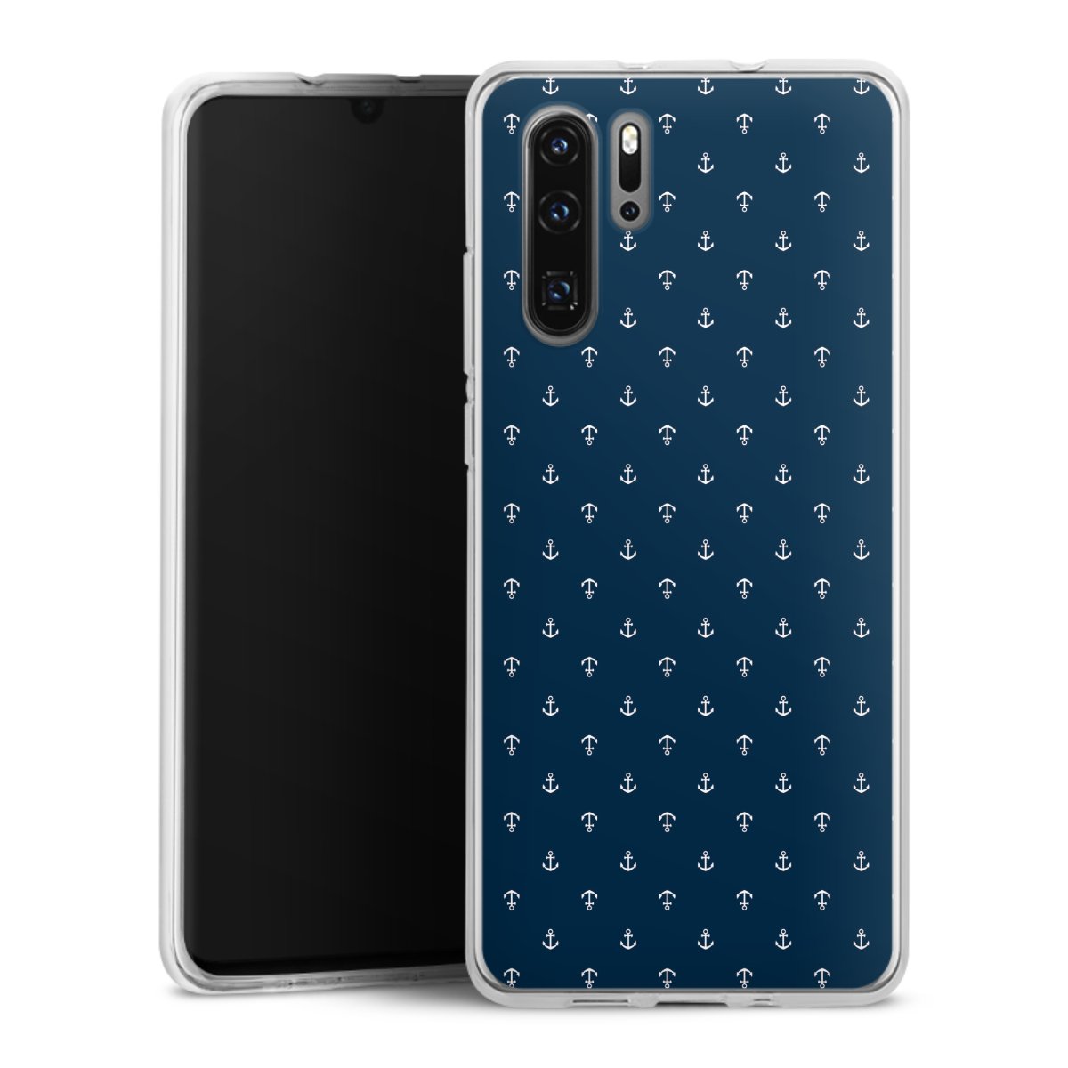 Huawei P30 Pro Handy Silikon Hülle Case transparent Handyhülle Muster Anchor Sail Silikon Case