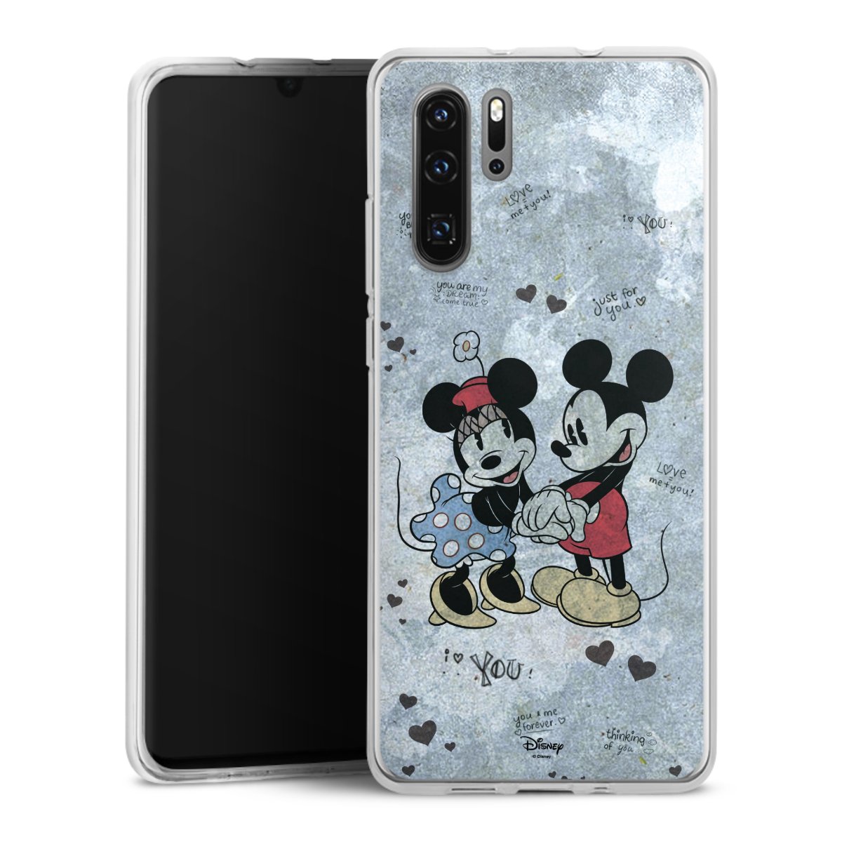 Huawei P30 Pro Handy Silikon Hülle Case transparent Handyhülle Mickey & Minnie Mouse Vintage Disney Silikon Case