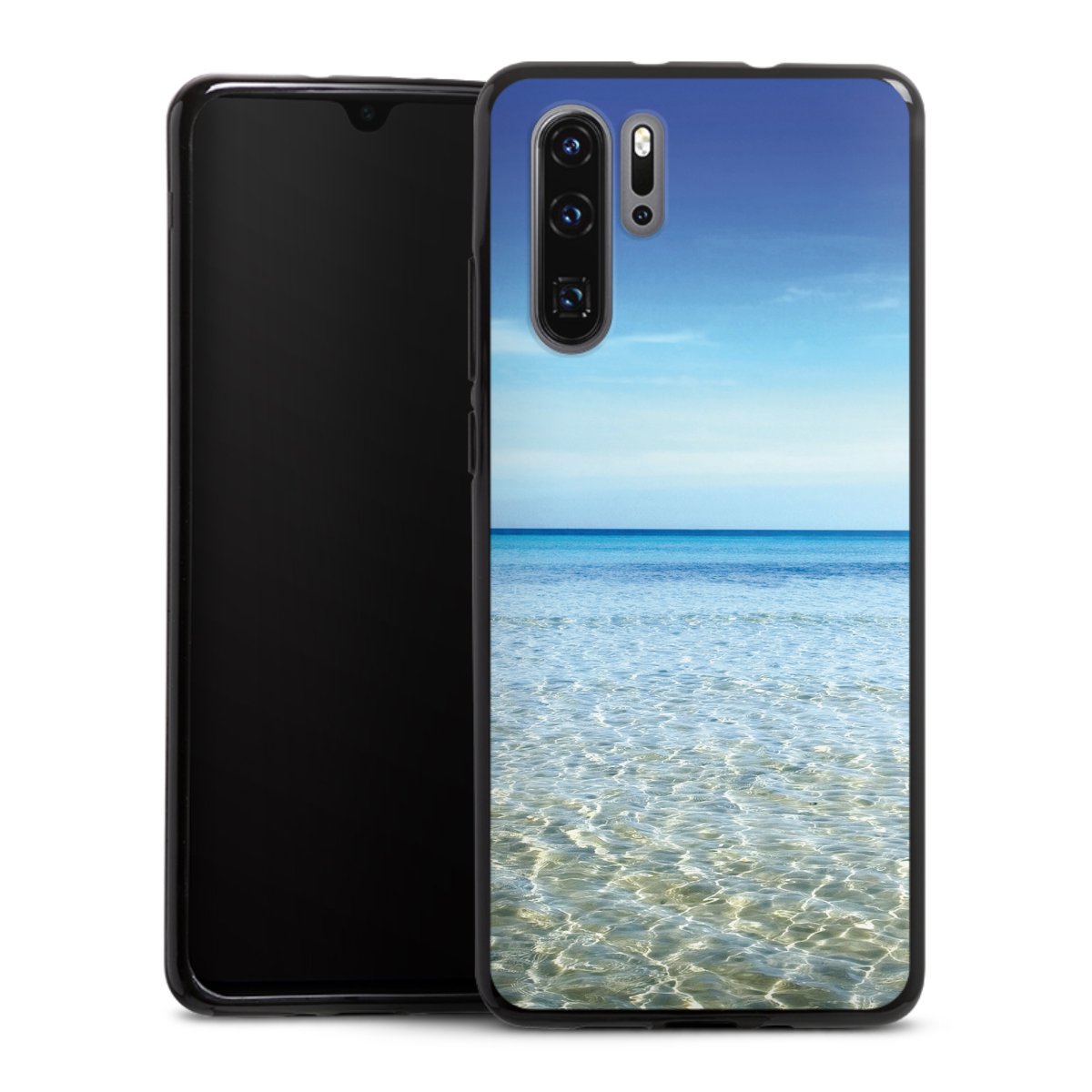 Huawei P30 Pro Handy Silikon Hülle Case schwarz Handyhülle Urlaub Sky Ocean