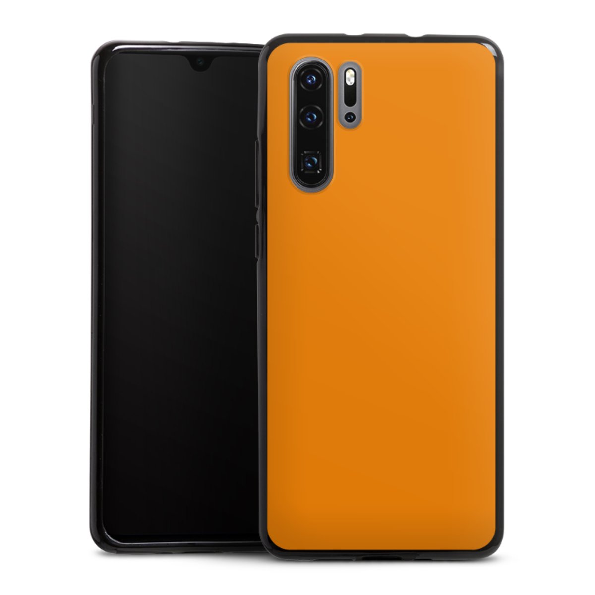 Huawei P30 Pro Handy Silikon Hülle Case schwarz Handyhülle Unicoloured Colour Orange