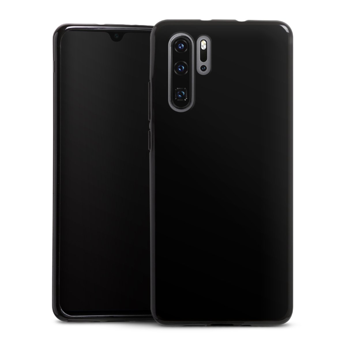 Huawei P30 Pro Handy Silikon Hülle Case schwarz Handyhülle Black Colour Unicoloured