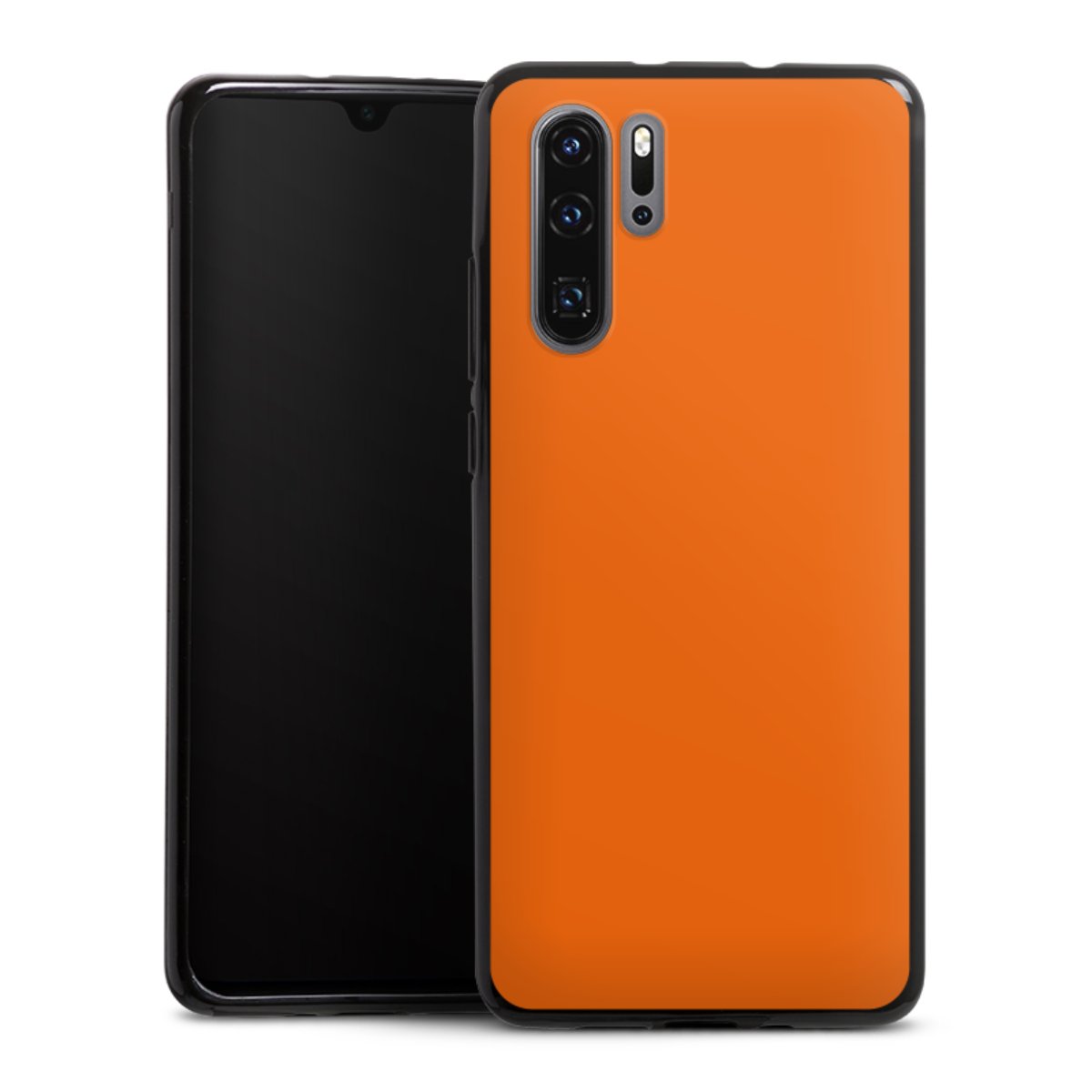 Huawei P30 Pro Handy Silikon Hülle Case schwarz Handyhülle Orange Colour Unicoloured