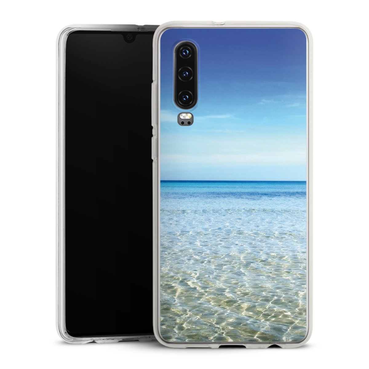 Huawei P30 Handy Silikon Hülle Case transparent Handyhülle Urlaub Sky Ocean Silikon Case