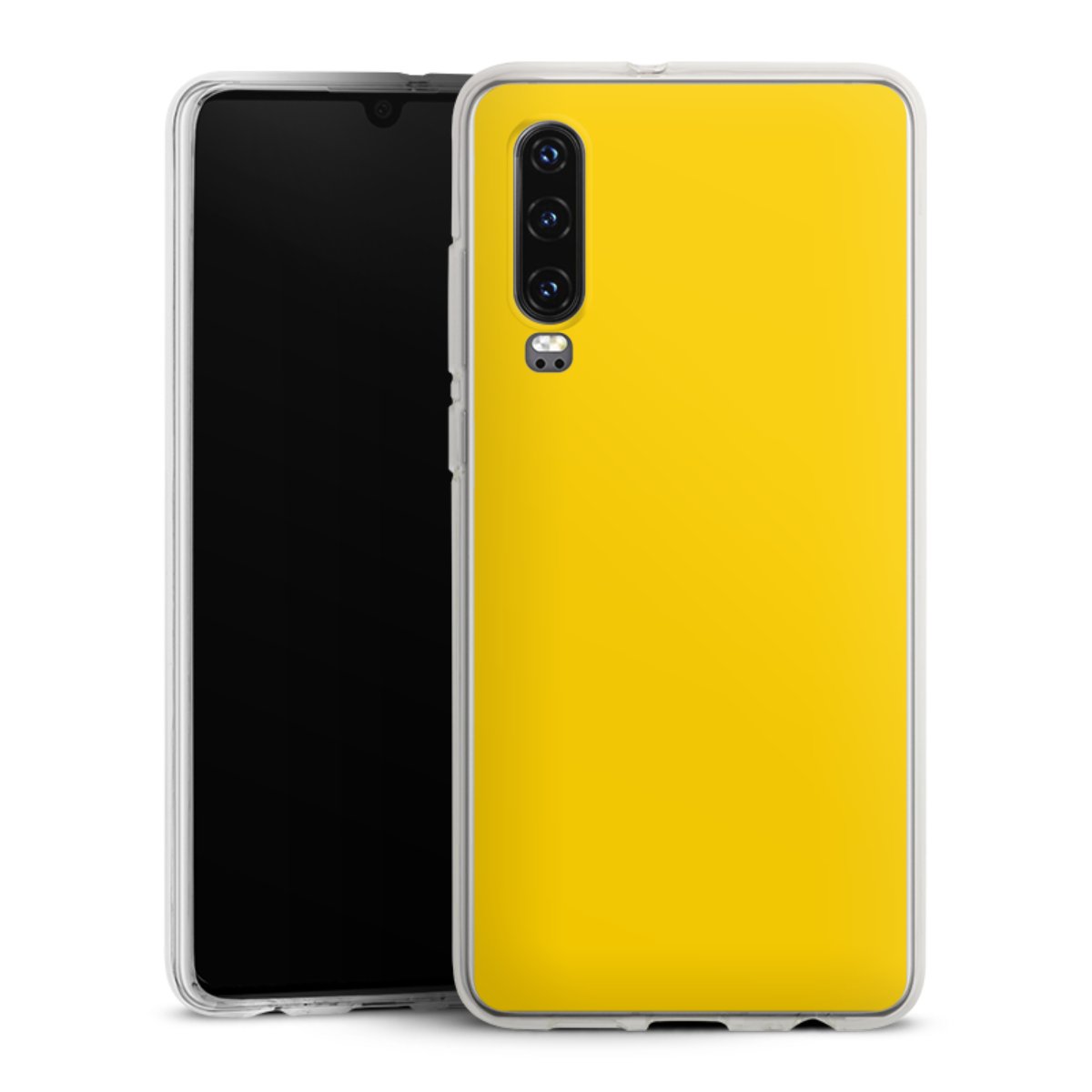 Huawei P30 Handy Silikon Hülle Case transparent Handyhülle Yellow Unicoloured Colour Silikon Case