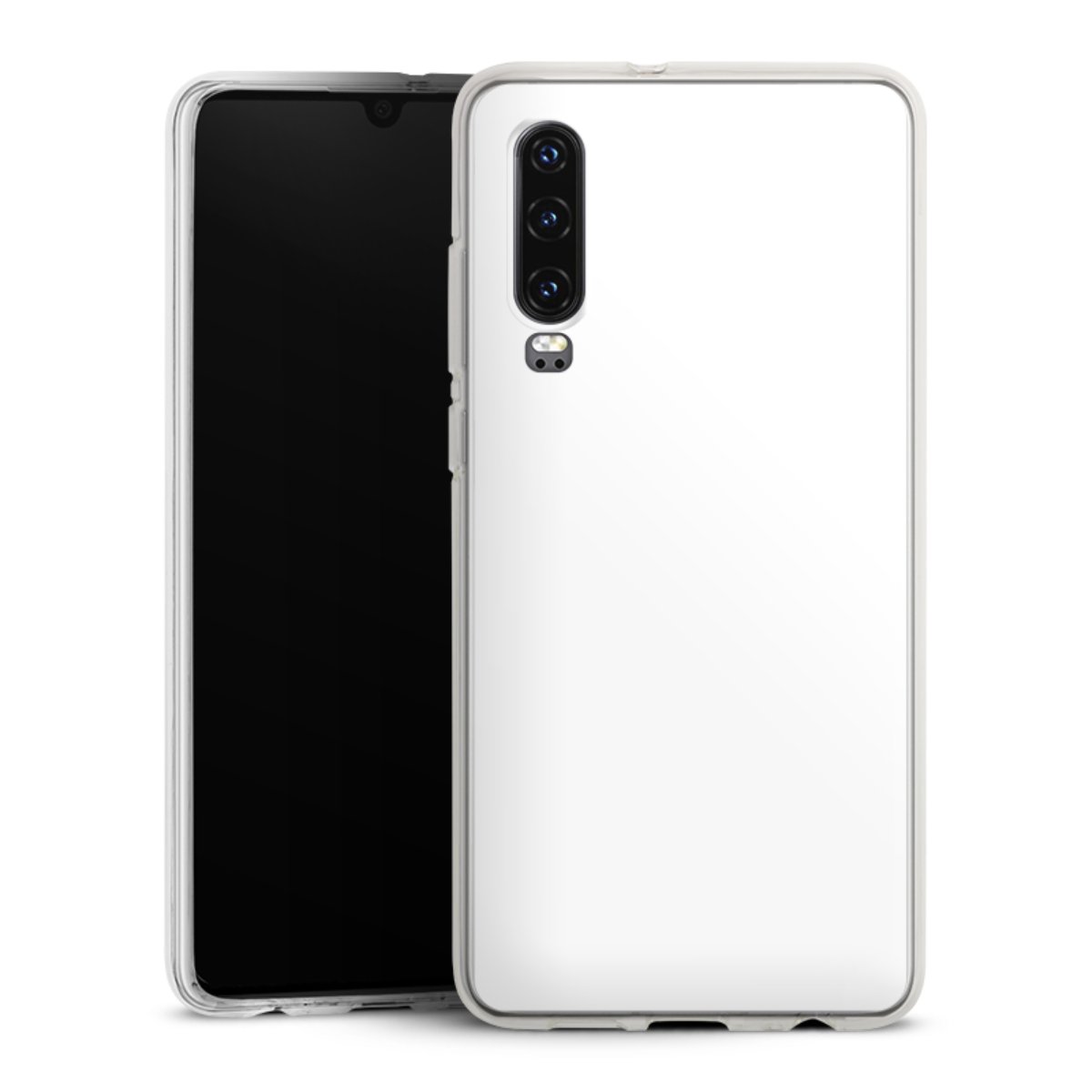 Huawei P30 Handy Silikon Hülle Case transparent Handyhülle Unicoloured Colour White Silikon Case