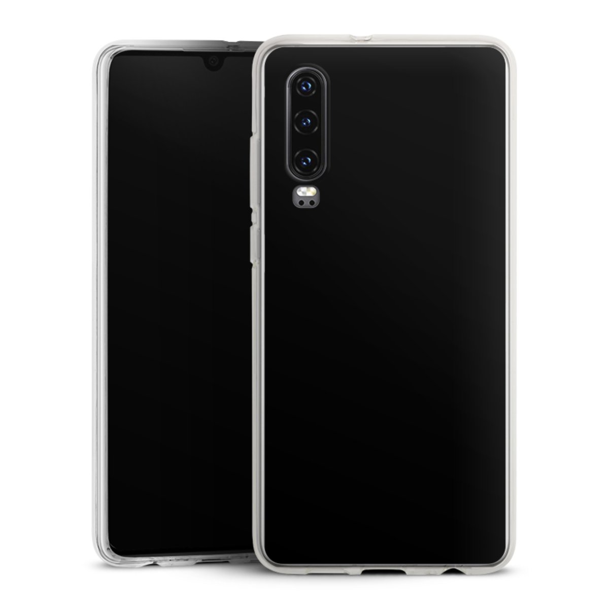 Huawei P30 Handy Silikon Hülle Case transparent Handyhülle Black Colour Unicoloured Silikon Case