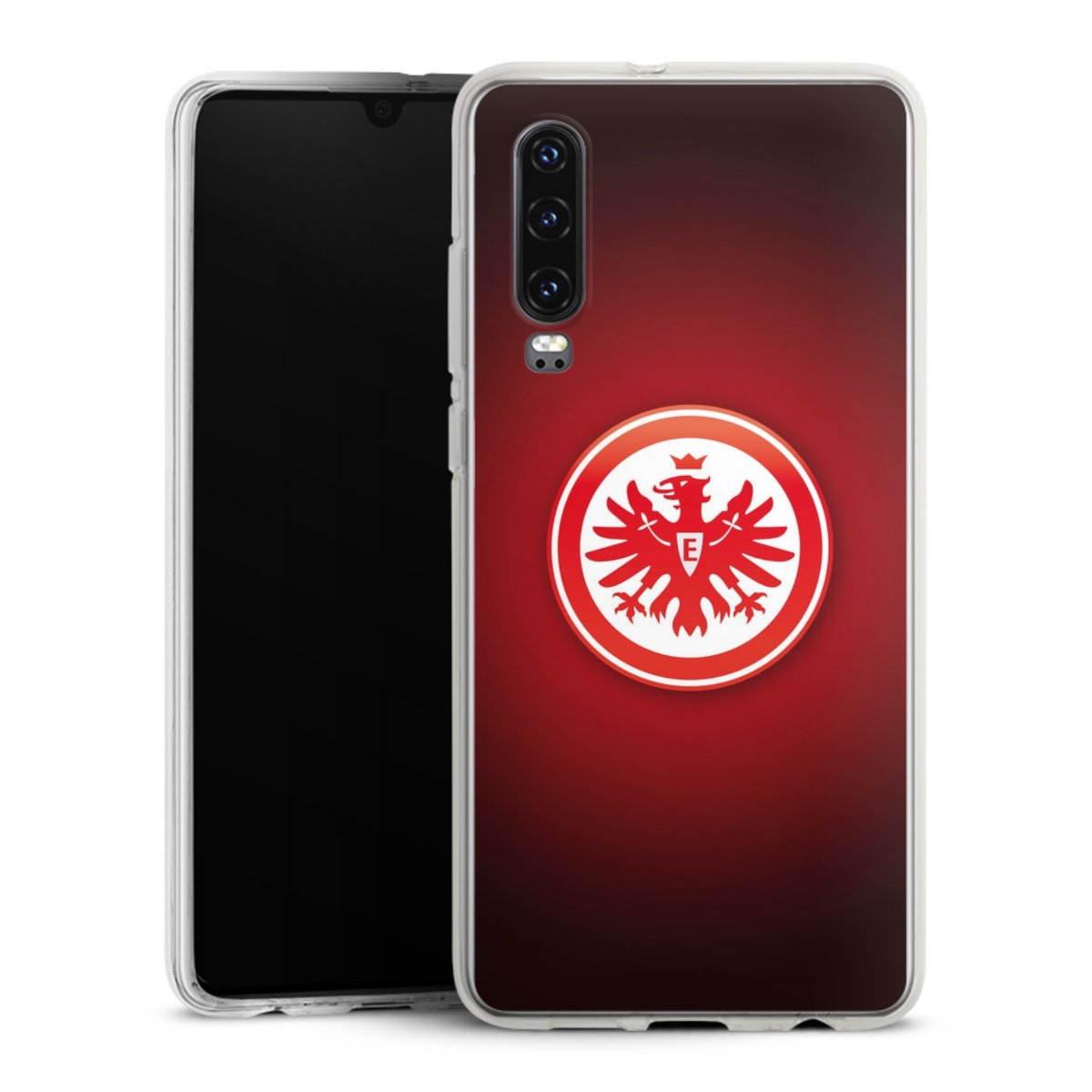 Huawei P30 Handy Silikon Hülle Case transparent Handyhülle Eintracht Frankfurt Official Licensed Product Coat Of Arms Silikon Case