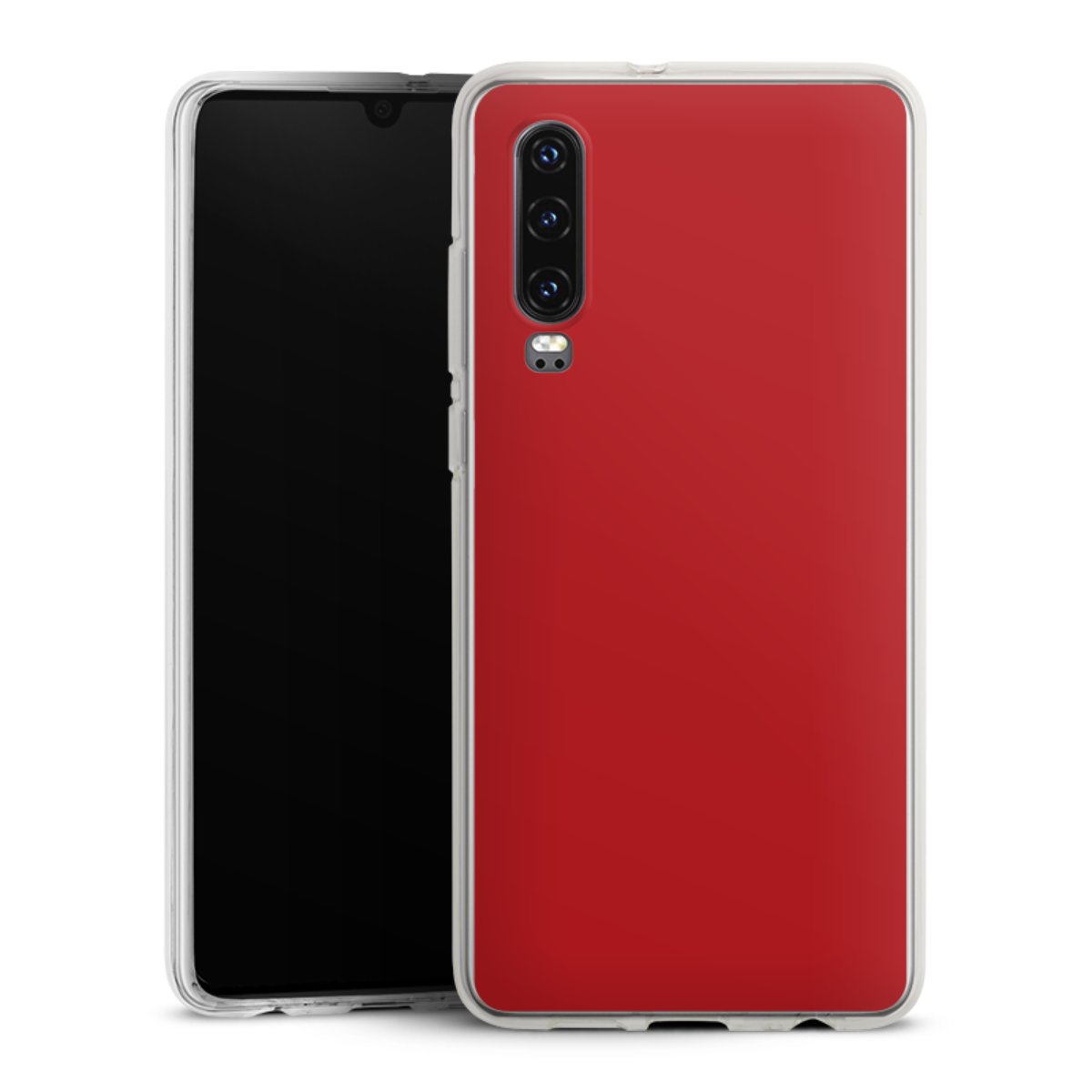 Huawei P30 Handy Silikon Hülle Case transparent Handyhülle Colour Unicoloured Red Silikon Case