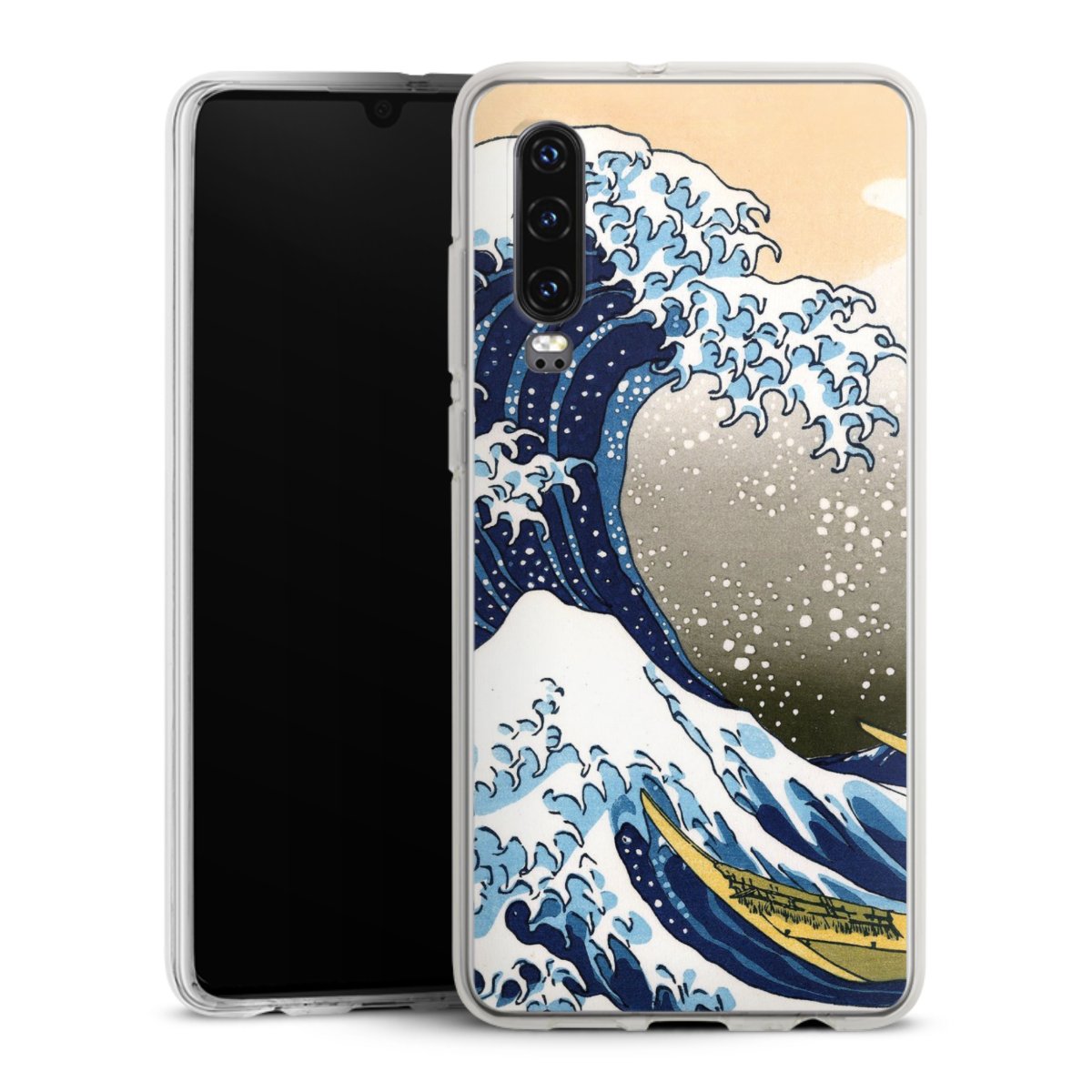 Huawei P30 Handy Silikon Hülle Case transparent Handyhülle Kunst Katsushika Hokusai Die Große Welle Vor Kanagawa Silikon Case