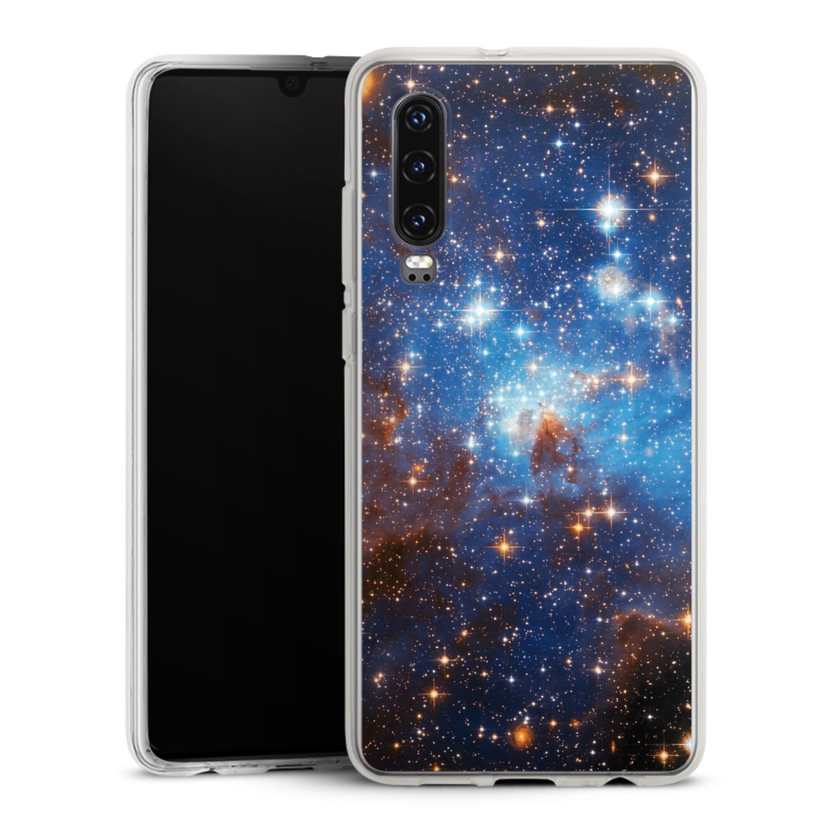 Huawei P30 Handy Silikon Hülle Case transparent Handyhülle Star Weltall Galaxy Silikon Case