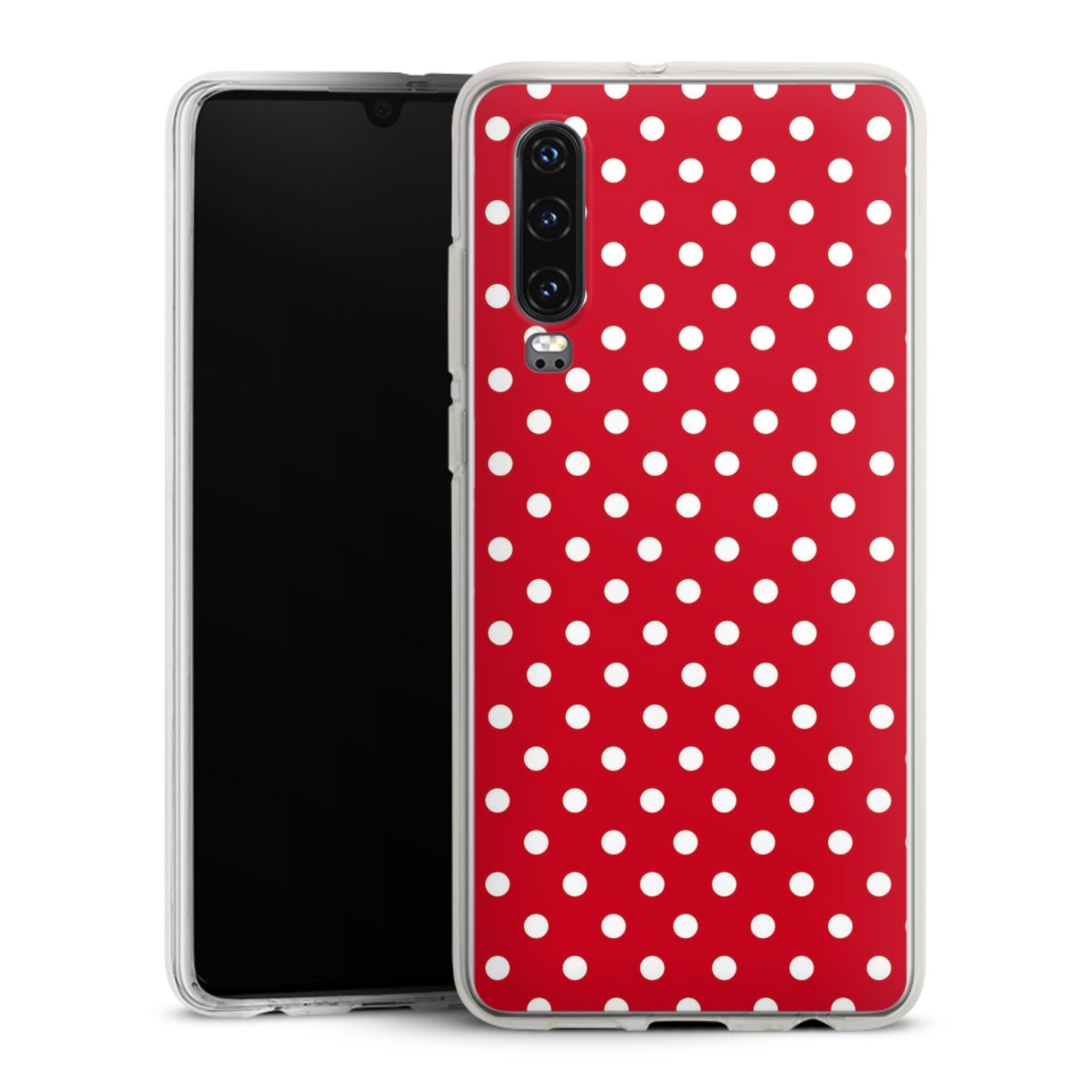 Huawei P30 Handy Silikon Hülle Case transparent Handyhülle Points Polka Dots Retro Silikon Case