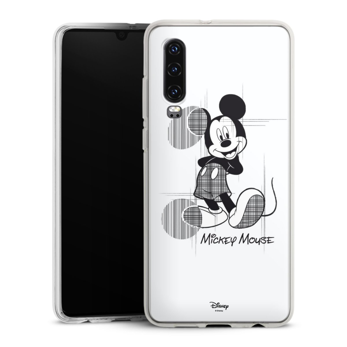 Huawei P30 Handy Silikon Hülle Case transparent Handyhülle Disney Official Licensed Product Mickey Mouse Silikon Case