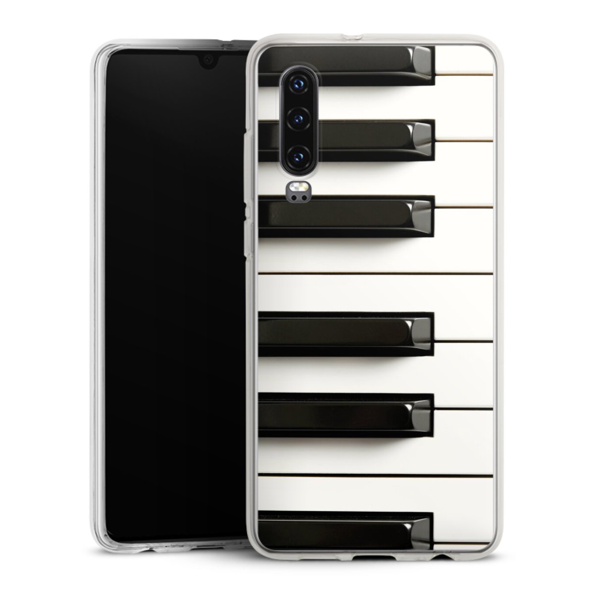 Huawei P30 Handy Silikon Hülle Case transparent Handyhülle Klavier Piano Music Silikon Case