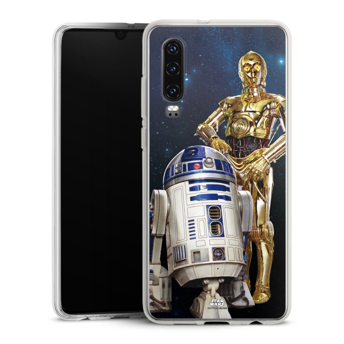 Huawei P30 Handy Silikon Hülle Case transparent Handyhülle Weltall Star Wars R2d2 Silikon Case