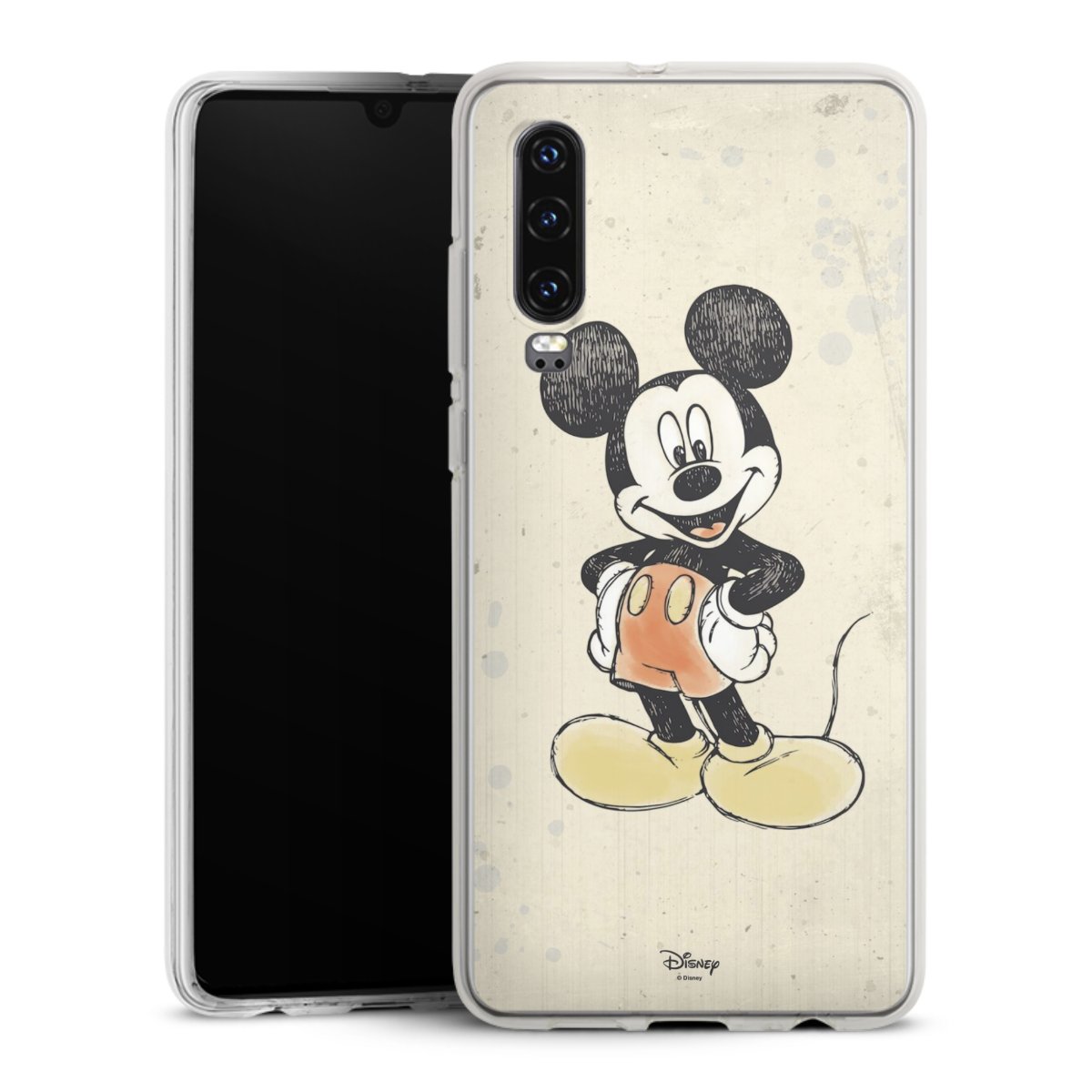 Huawei P30 Handy Silikon Hülle Case transparent Handyhülle Water Colour Mickey & Minnie Mouse Official Licensed Product Silikon Case