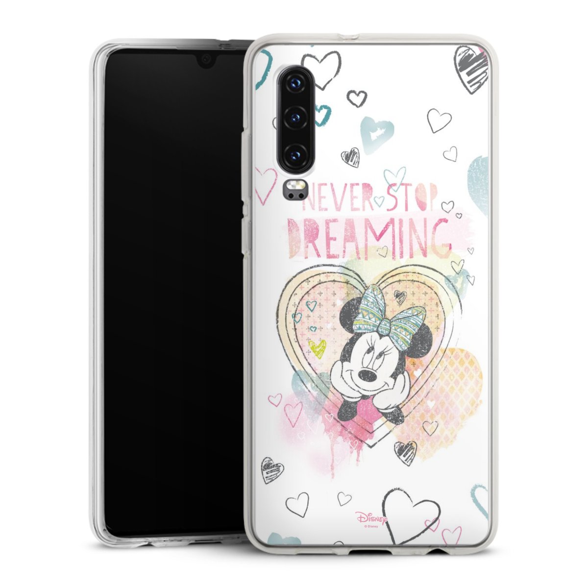 Huawei P30 Handy Silikon Hülle Case transparent Handyhülle Disney Official Licensed Product Minnie Mouse Silikon Case