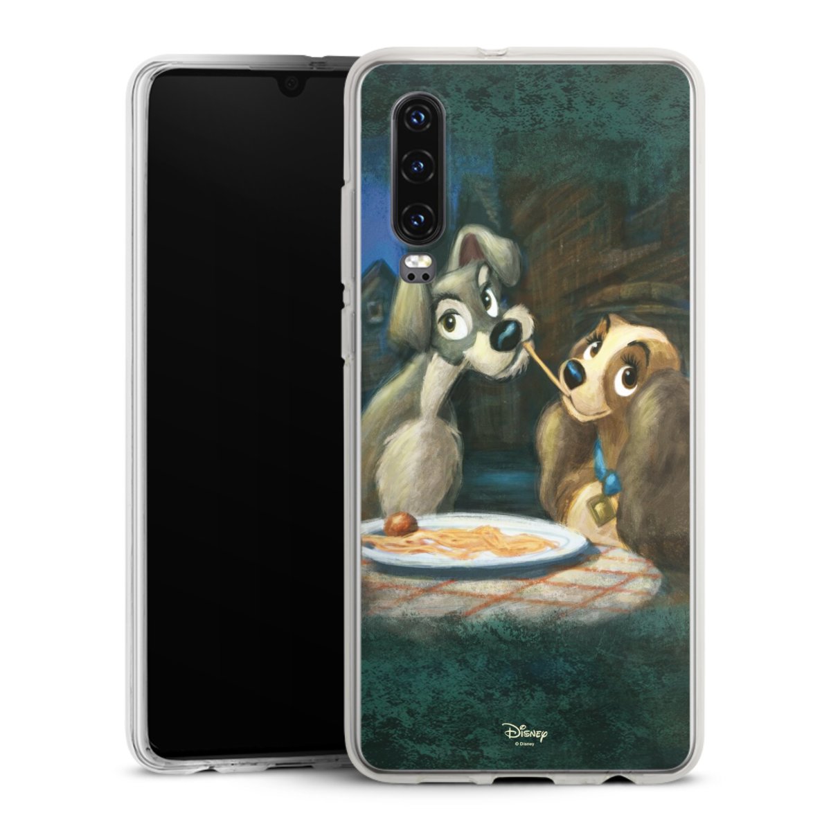 Huawei P30 Handy Silikon Hülle Case transparent Handyhülle Lady And The Tramp Official Licensed Product Disney Silikon Case