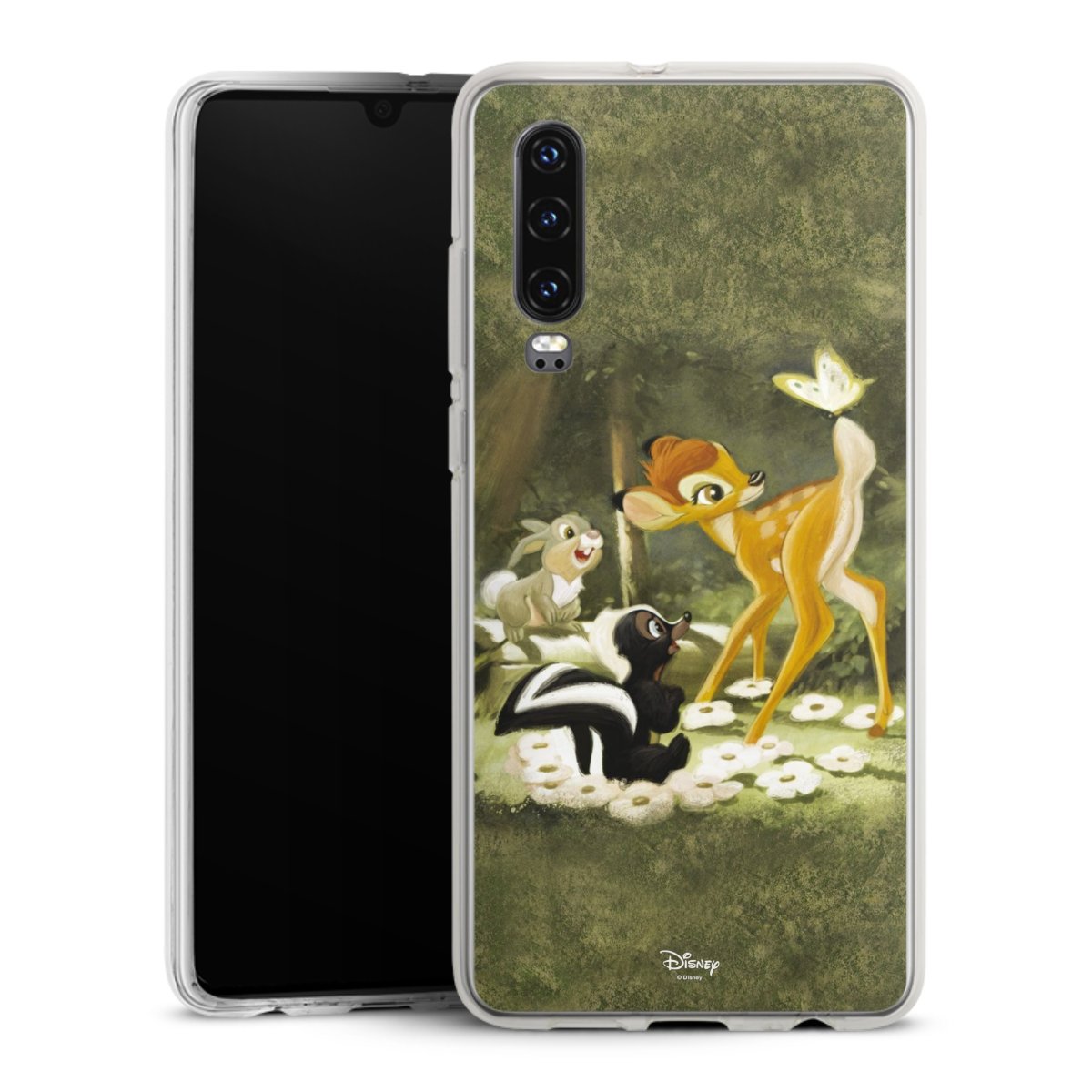 Huawei P30 Handy Silikon Hülle Case transparent Handyhülle Disney Official Licensed Product Bambi Silikon Case