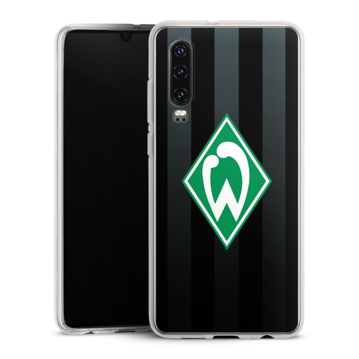 Huawei P30 Handy Silikon Hülle Case transparent Handyhülle Stripes Sv Werder Bremen Official Licensed Product Silikon Case