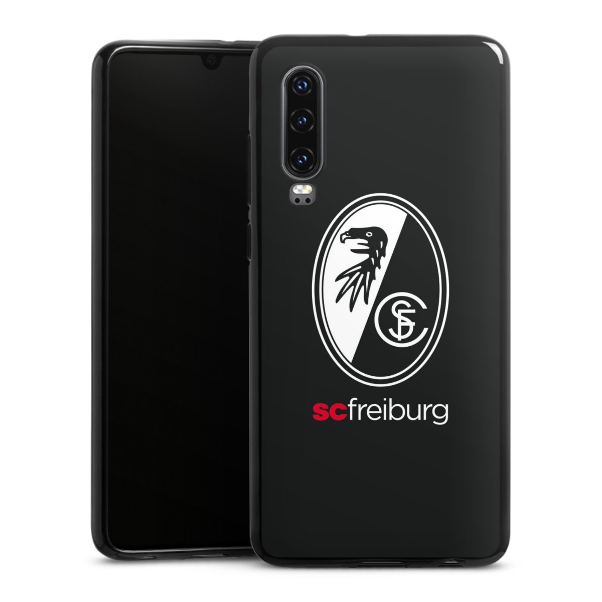 Huawei P30 Handy Silikon Hülle Case schwarz Handyhülle Official Licensed Product Sc Freiburg Coat Of Arms