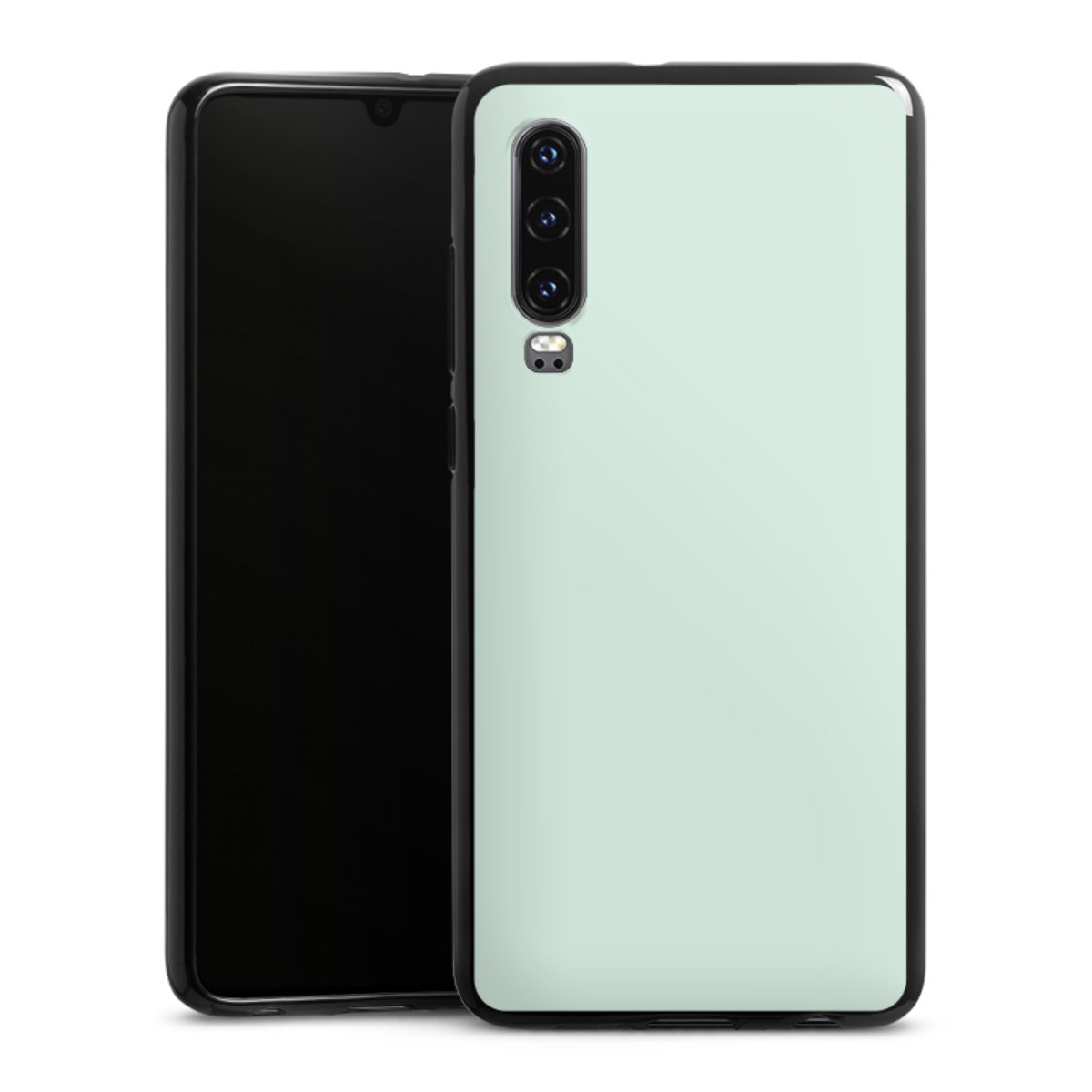 Huawei P30 Handy Silikon Hülle Case schwarz Handyhülle Green Unicoloured Mint