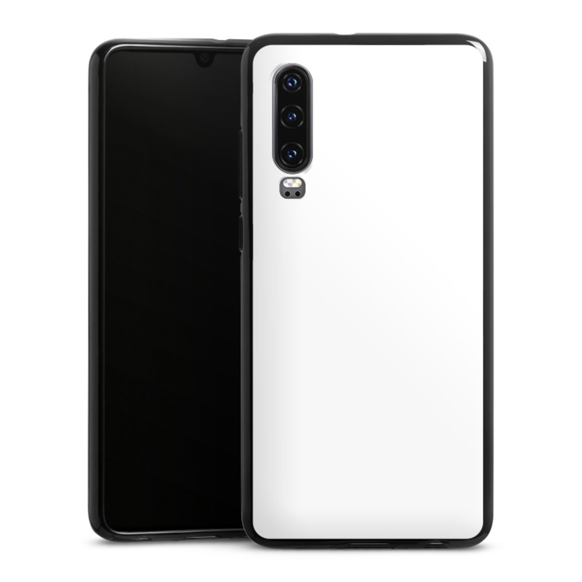 Huawei P30 Handy Silikon Hülle Case schwarz Handyhülle Unicoloured Colour White