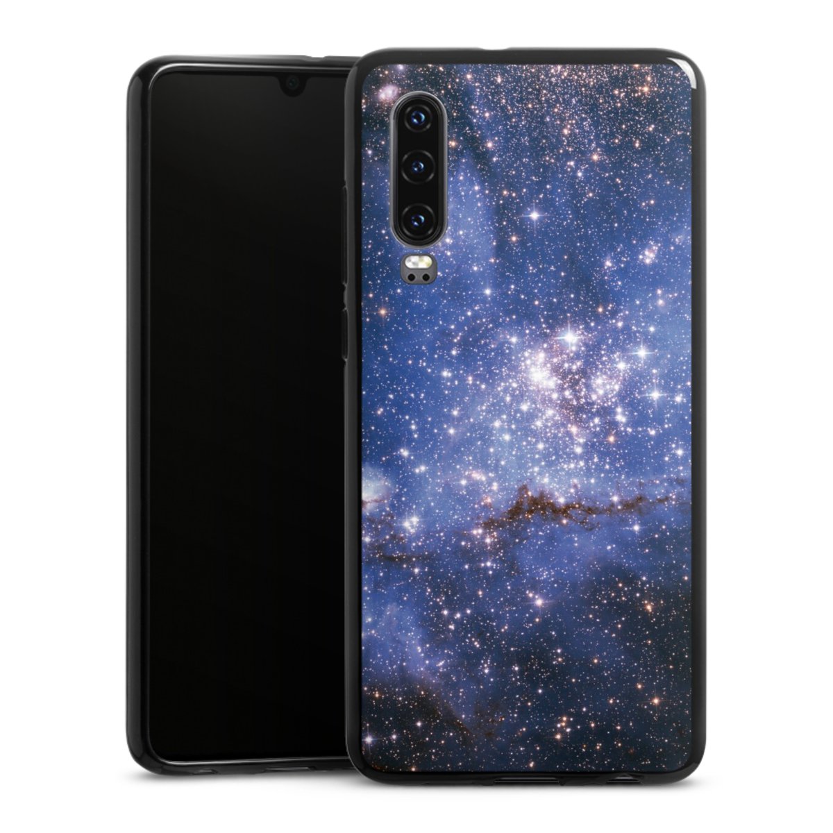 Huawei P30 Handy Silikon Hülle Case schwarz Handyhülle Weltall Galaxy Weltraum