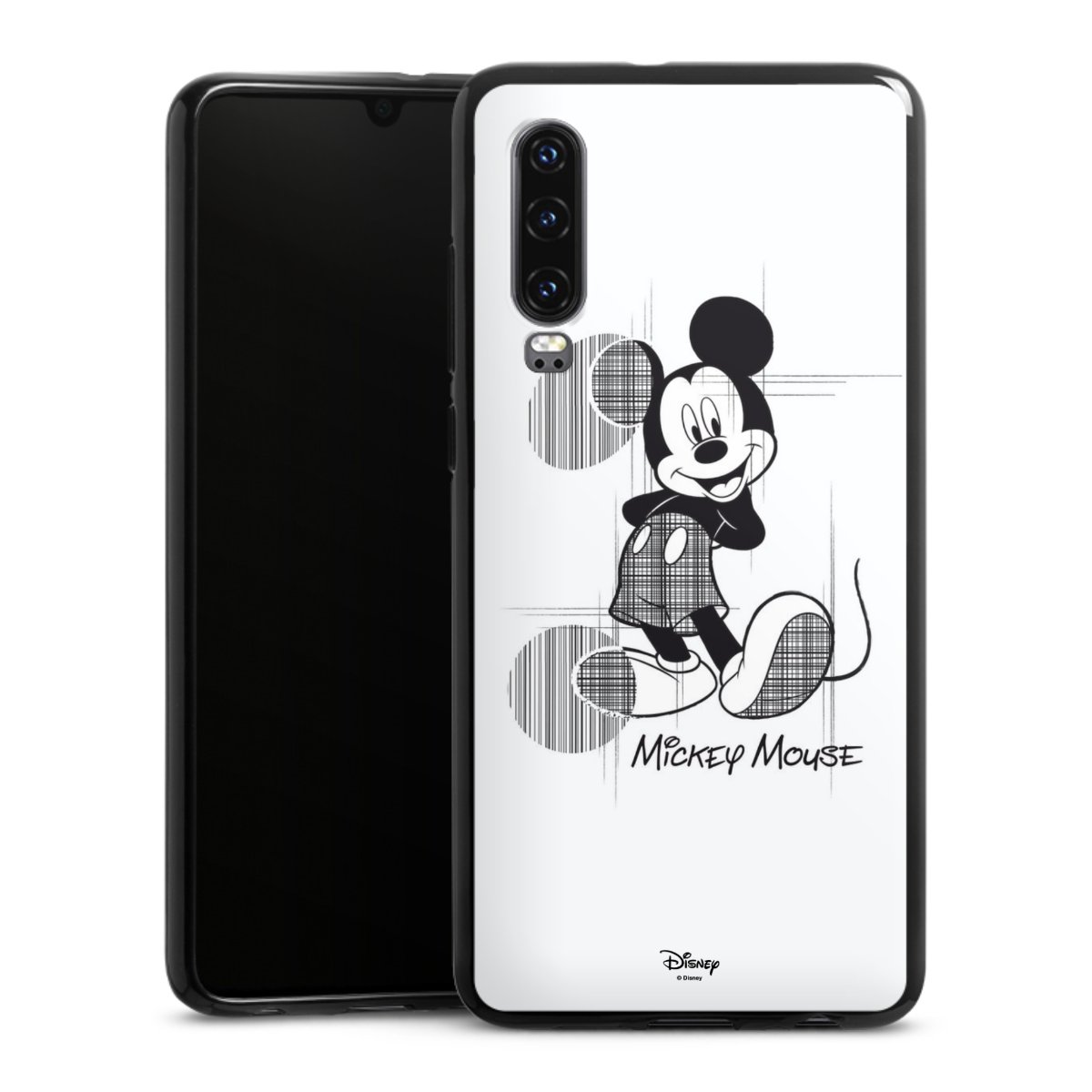 Huawei P30 Handy Silikon Hülle Case schwarz Handyhülle Disney Official Licensed Product Mickey Mouse