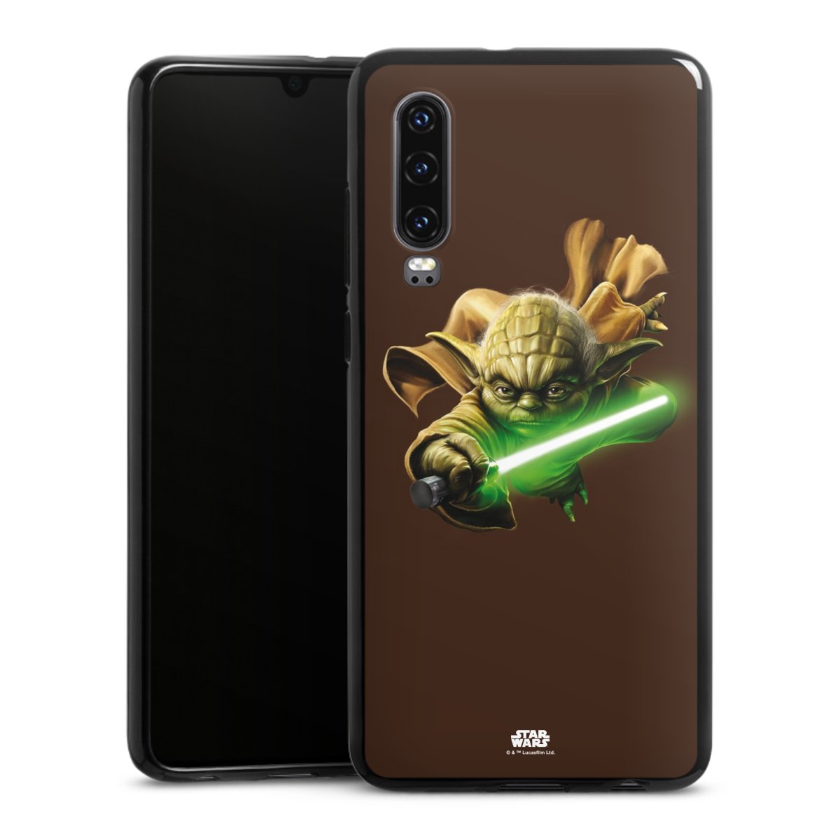 Huawei P30 Handy Silikon Hülle Case schwarz Handyhülle Yoda Merchandise Star Wars