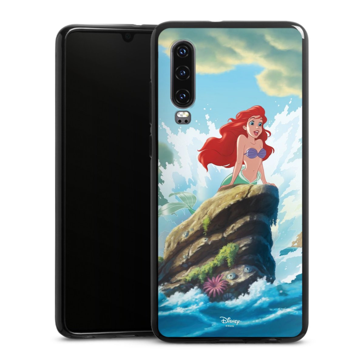 Huawei P30 Handy Silikon Hülle Case schwarz Handyhülle Mermaid Arielle Die Meerjungfrau Official Licensed Product