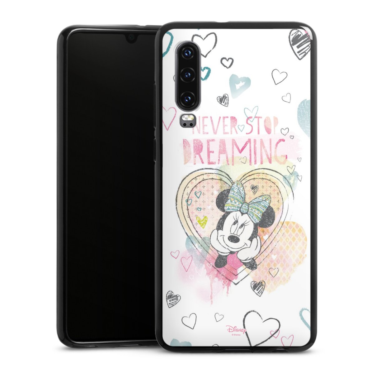 Huawei P30 Handy Silikon Hülle Case schwarz Handyhülle Disney Official Licensed Product Minnie Mouse