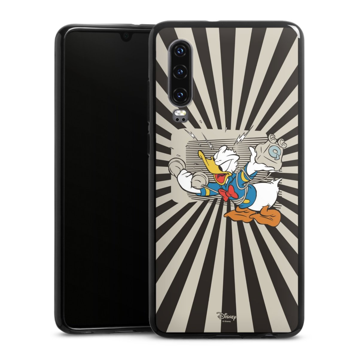 Huawei P30 Handy Silikon Hülle Case schwarz Handyhülle Donald Duck Disney Official Licensed Product