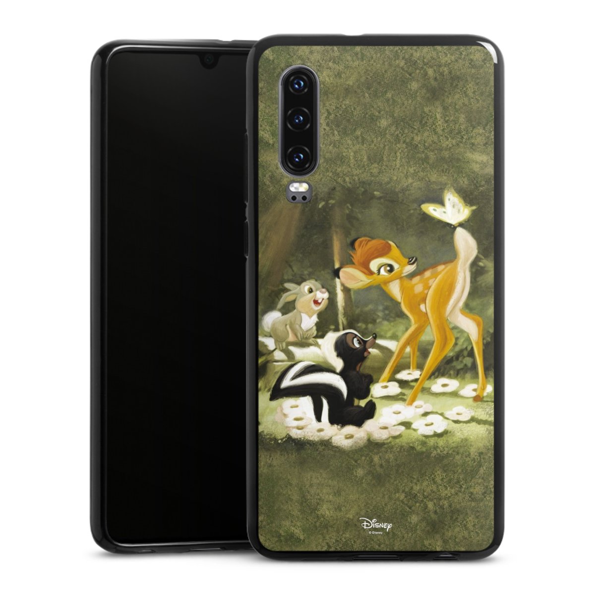 Huawei P30 Handy Silikon Hülle Case schwarz Handyhülle Disney Official Licensed Product Bambi