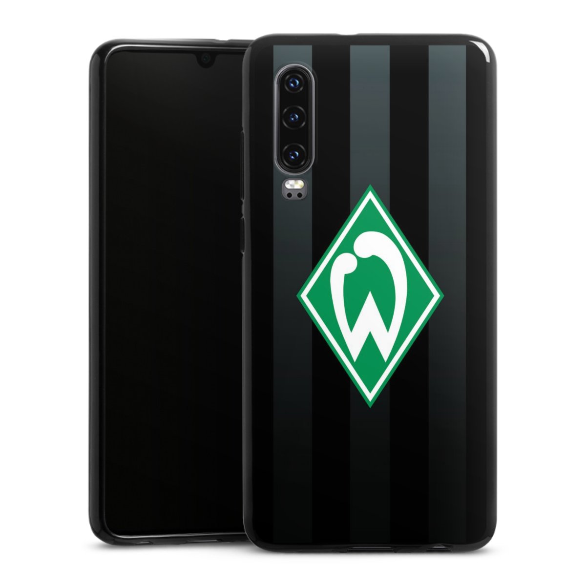 Huawei P30 Handy Silikon Hülle Case schwarz Handyhülle Stripes Sv Werder Bremen Official Licensed Product