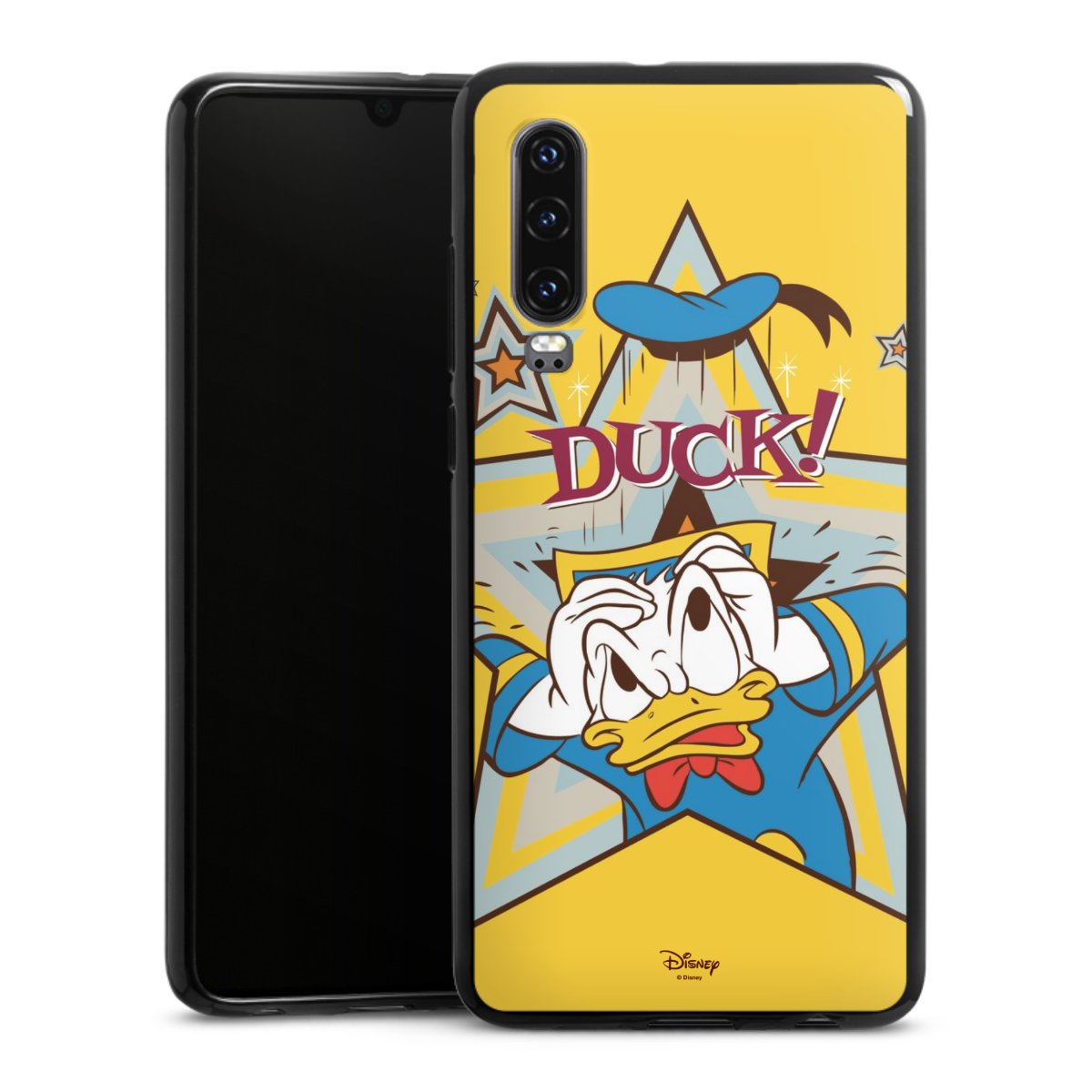 Huawei P30 Handy Silikon Hülle Case schwarz Handyhülle Official Licensed Product Donald Duck Disney