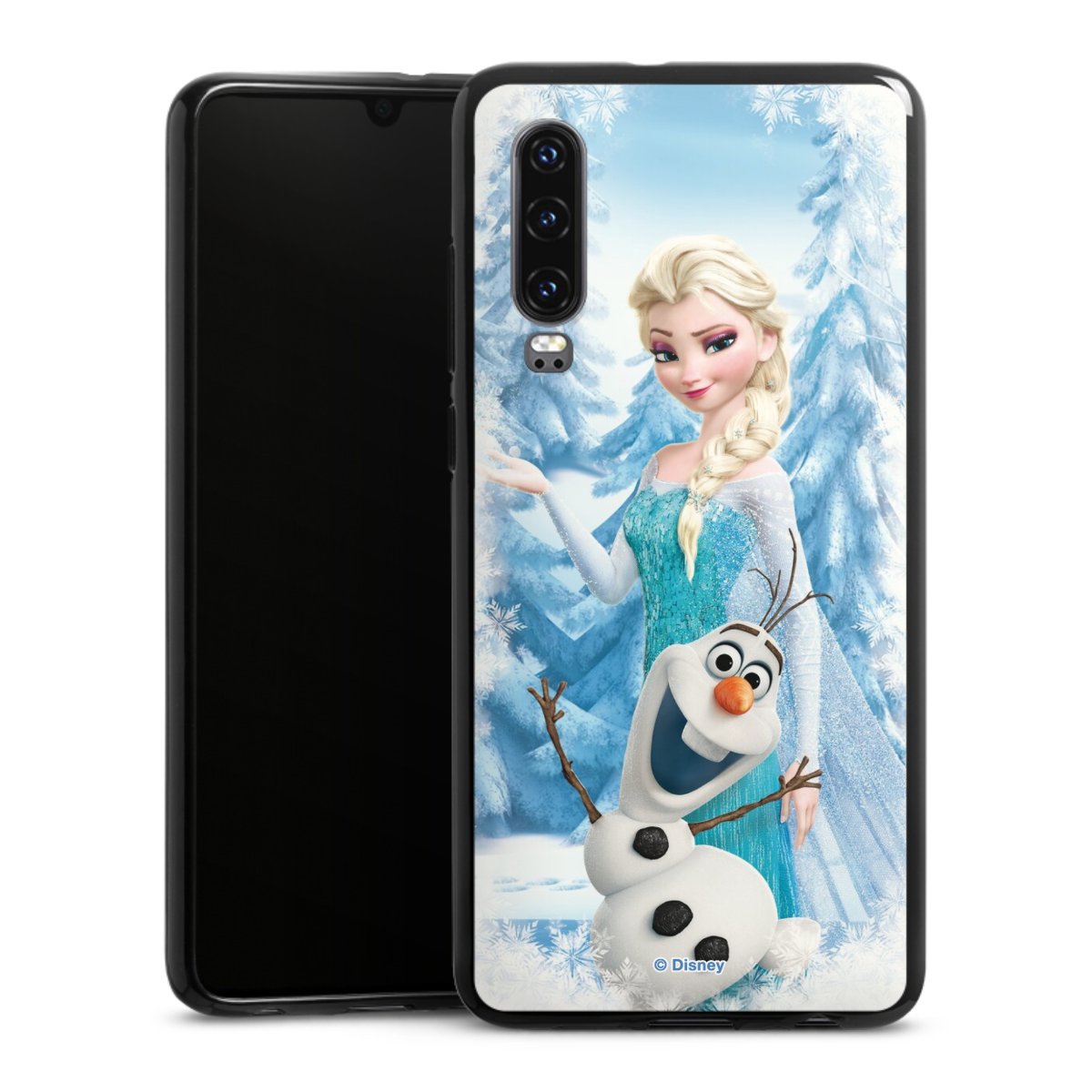 Huawei P30 Handy Silikon Hülle Case schwarz Handyhülle Official Licensed Product Frozen Elsa Disney