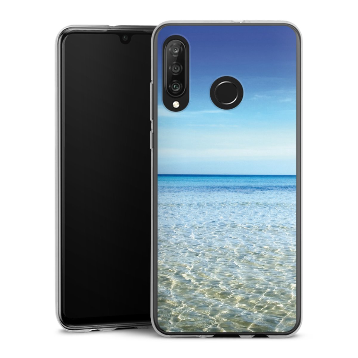 Huawei P30 Lite Handy Silikon Hülle Case transparent Handyhülle Urlaub Sky Ocean Silikon Case