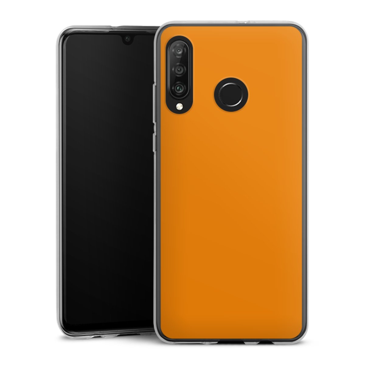 Huawei P30 Lite Handy Silikon Hülle Case transparent Handyhülle Unicoloured Colour Orange Silikon Case